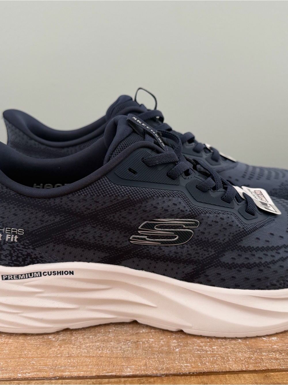Skechers Navy and White Knit Performance Sneakers - Picture 7 of 11